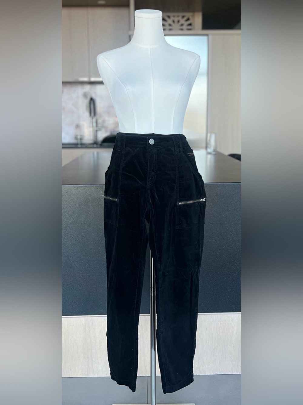Women’s Black Velvet Cargo Pants